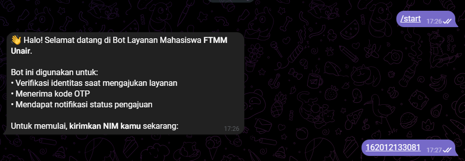 Ketik NIM pada Bot