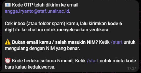 Balasan Bot setelah NIM Dikirim