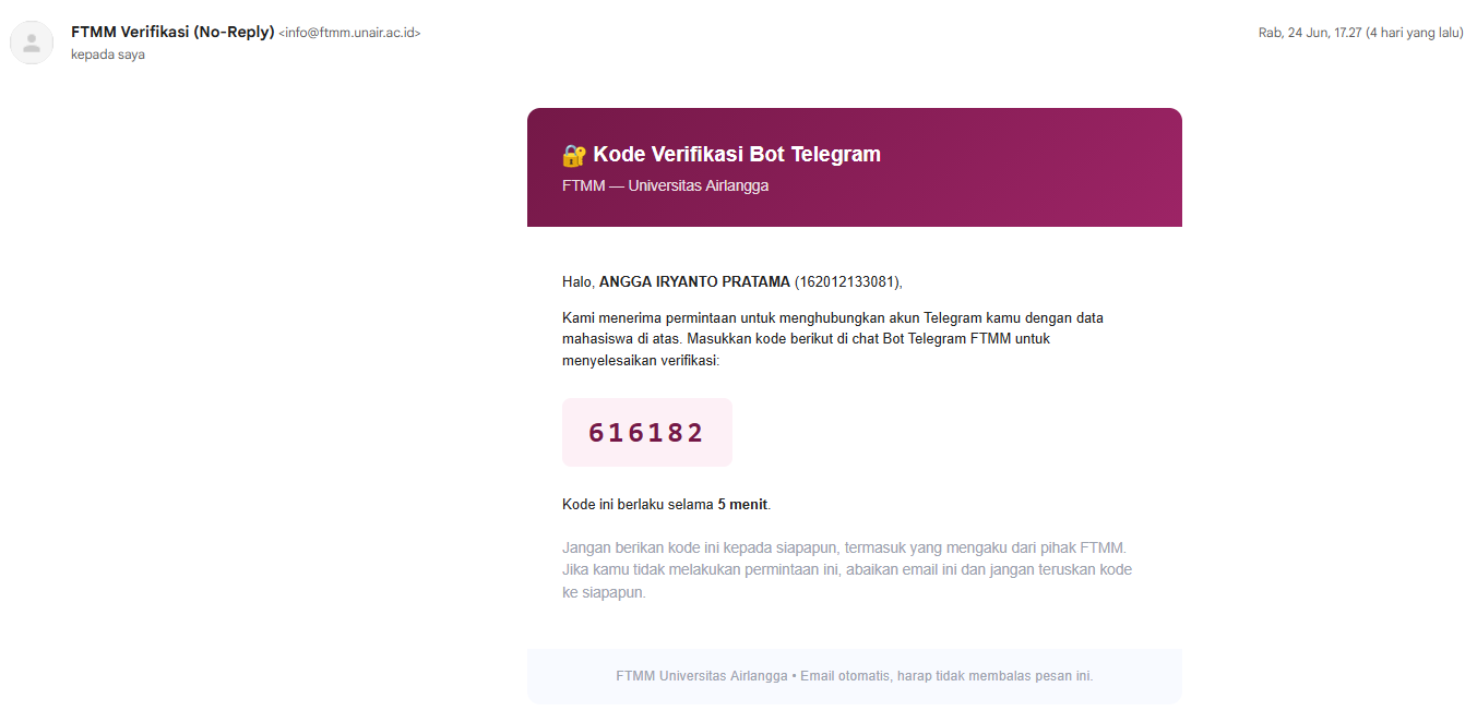 Email Berisi Kode OTP