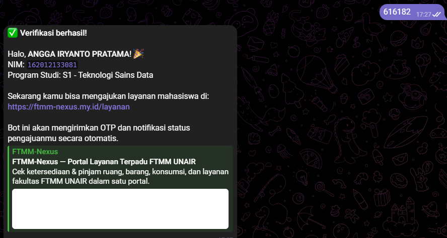 Tampilan Verifikasi OTP Berhasil